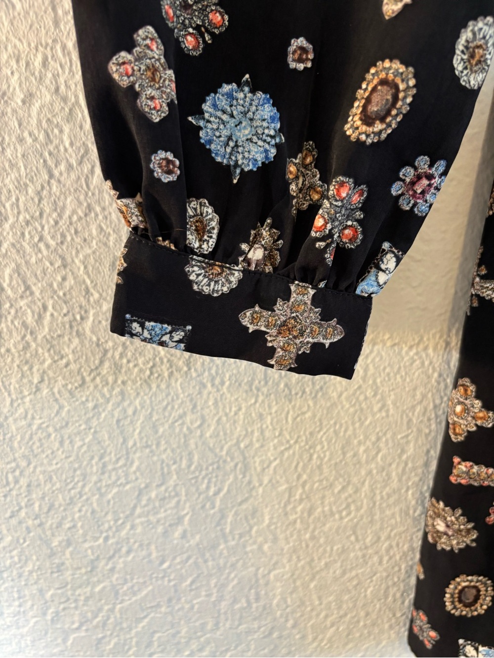 NWT Line & Dot Black Jewel Print Rhinestone Collar Long Sleeve Mini Dress Small - Picture 7 of 14